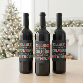 Christmas Family Cousin Reunion Matching Wine Label