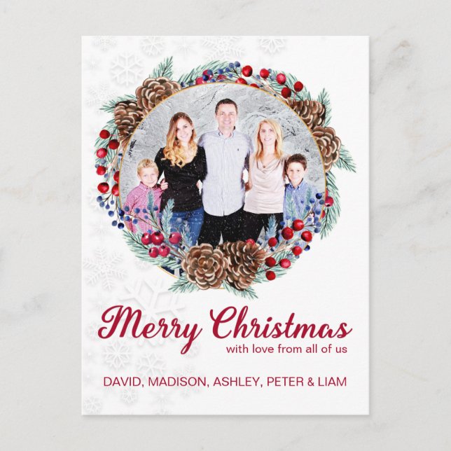 Christmas Family Custom Photo Holiday Postcard (Front)