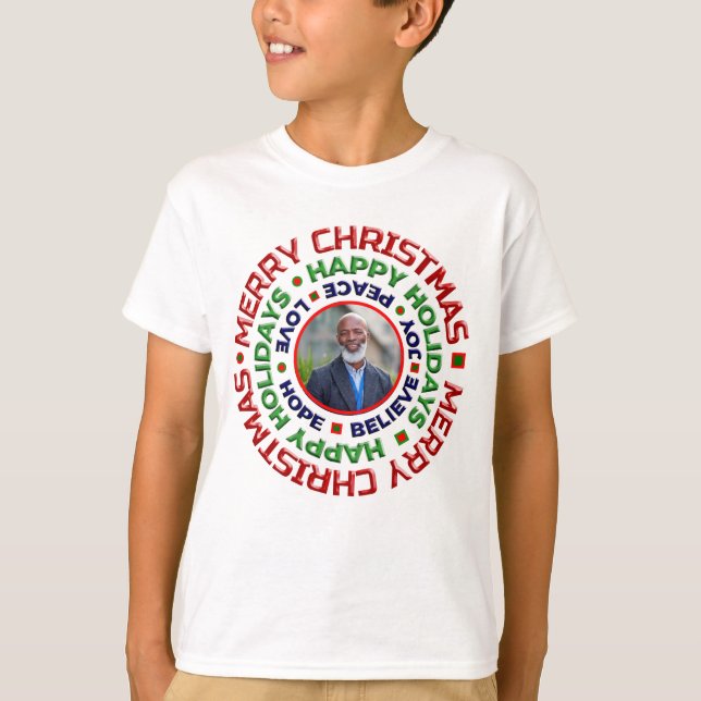Christmas Family Dad Mom Photo Holidays Custom T-Shirt (Front)