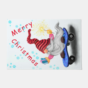 Christmas Family Doormat Gnome with Gifts