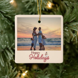 Christmas family friends watercolor tree holiday  ceramic ornament