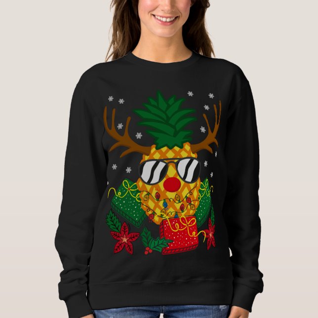 Christmas Family Gift Reindeer Deer Pineapple Sung Sweatshirt (Front)