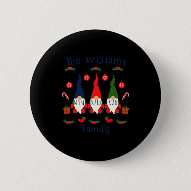 Christmas Family Gnomes Cute And Funny T Shirt  Button (Front)