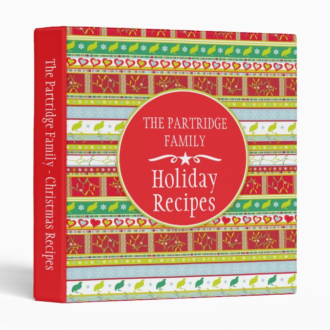 Christmas family holiday recipe patterned folder (Front/Spine)