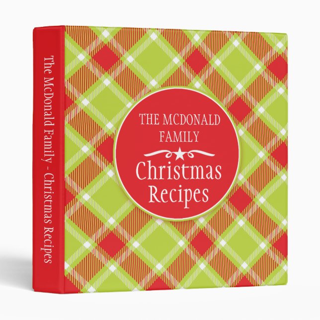 Christmas family holiday recipe tartan folder (Front/Spine)