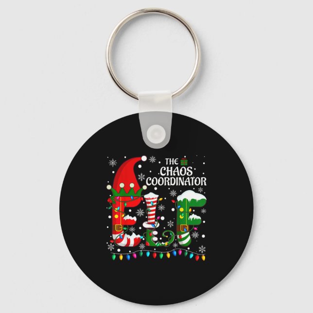 Christmas Family Matching Pajamas Chaos Coordinato Keychain (Front)