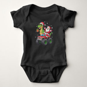 Christmas Family Matching Santa Truck Dinosaur Baby Bodysuit