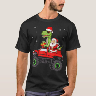 Christmas Family Matching Santa Truck Dinosaur Boy T-Shirt