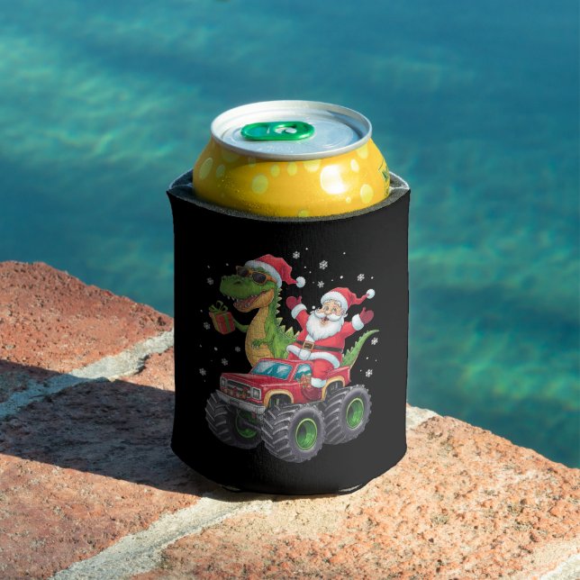 Christmas Family Matching Santa Truck Dinosaur  Can Cooler (In Situ Pool)