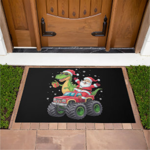 Christmas Family Matching Santa Truck Dinosaur  Doormat