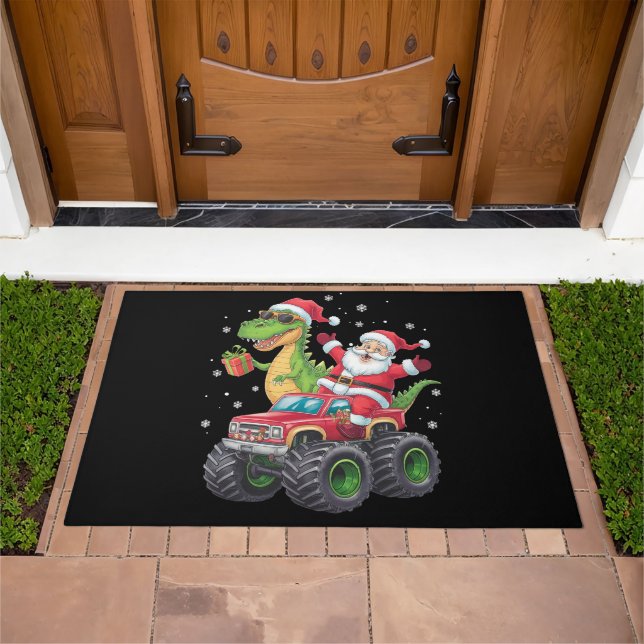 Christmas Family Matching Santa Truck Dinosaur  Doormat (Outdoor)