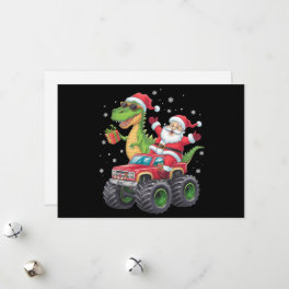 Christmas Family Matching Santa Truck Dinosaur Holiday Card