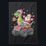 Christmas Family Matching Santa Truck Dinosaur  Kitchen Towel<br><div class="desc">Christmas Family Matching Santa Truck Dinosaur Boys</div>