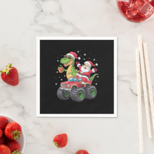 Christmas Family Matching Santa Truck Dinosaur Napkins