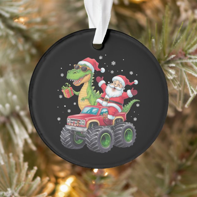 Christmas Family Matching Santa Truck Dinosaur  Ornament (Tree)