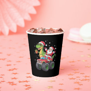 Christmas Family Matching Santa Truck Dinosaur Paper Cups