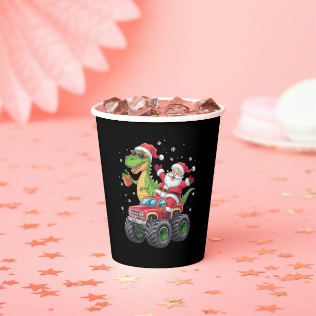 Christmas Family Matching Santa Truck Dinosaur  Paper Cups (Insitu)