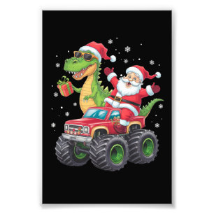 Christmas Family Matching Santa Truck Dinosaur Photo Print