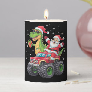 Christmas Family Matching Santa Truck Dinosaur Pillar Candle