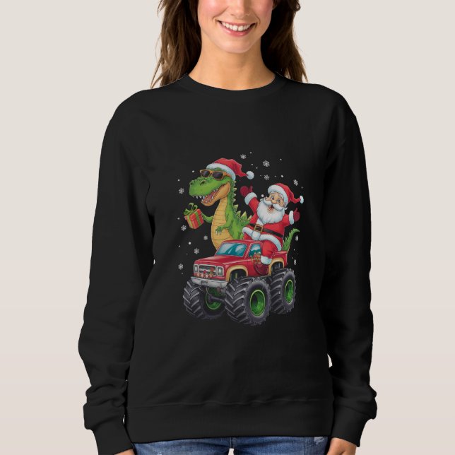 Christmas Family Matching Santa Truck Dinosaur  Sweatshirt (Front)