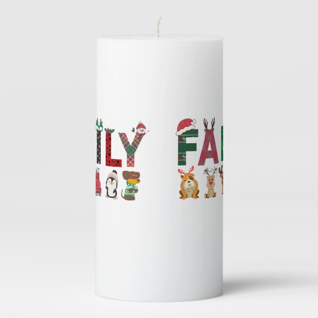 Christmas Family Matching Shirts | holiday family  Pillar Candle (Front)
