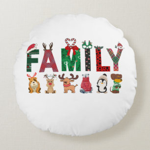 Christmas Family Matching Shirts   holiday family  Round Pillow