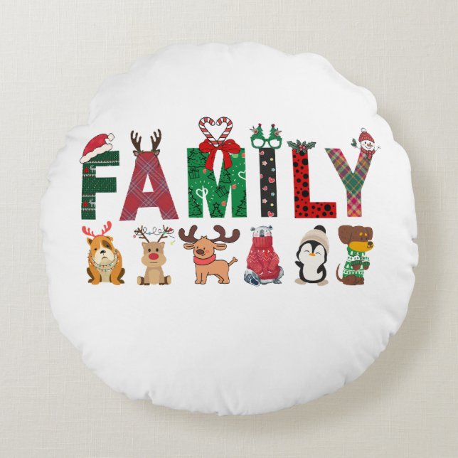 Christmas Family Matching Shirts | holiday family  Round Pillow (Front)