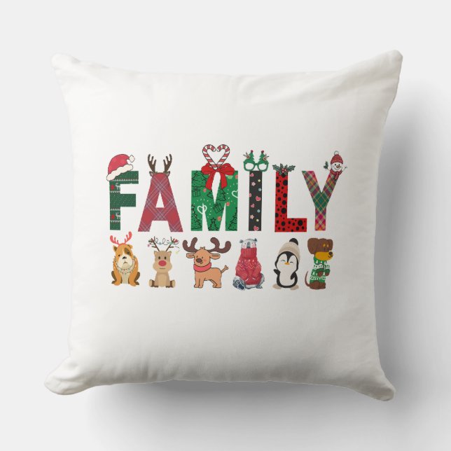 Christmas Family Matching Shirts | holiday family  Throw Pillow (Front)