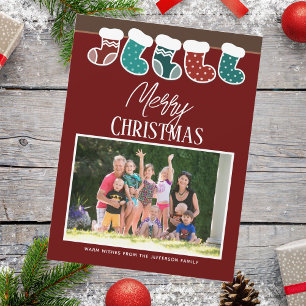 Christmas Family Matching Stockings Photo Card
