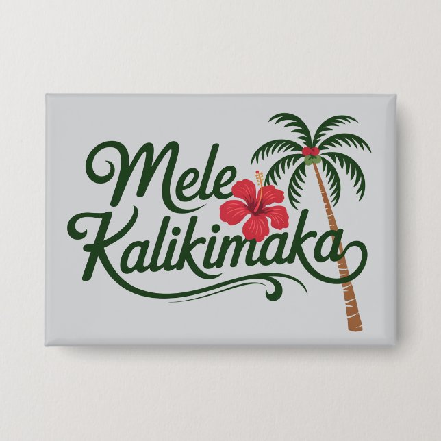 Christmas Family Mele Kalikimaka Hawaii Beach  Button (Front)