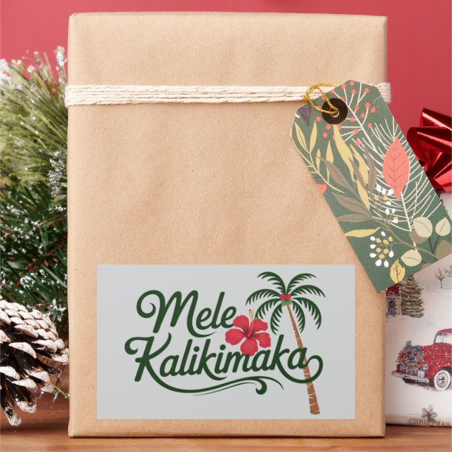 Christmas Family Mele Kalikimaka Hawaii Beach  Rectangular Sticker (Holiday)