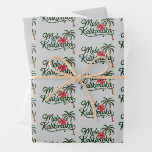Christmas Family Mele Kalikimaka Hawaii Beach Wrapping Paper Sheets