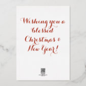 Christmas Family Name Gold Red Foil Holiday Card (Back)