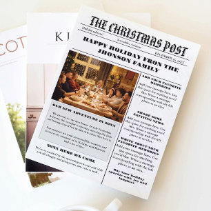 Christmas Family Newspaper + Year In Review Photo  Invitation