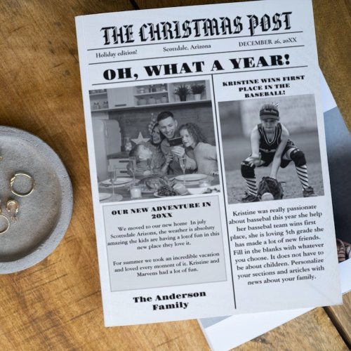 Christmas Family Newspaper  Year In Review Photo  Invitation