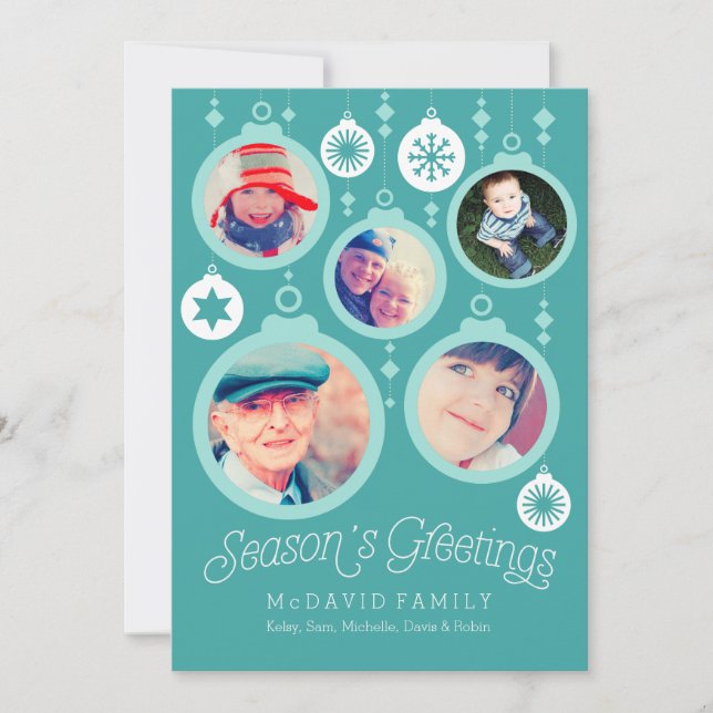 Christmas Family Ornaments Holiday Card (Front)