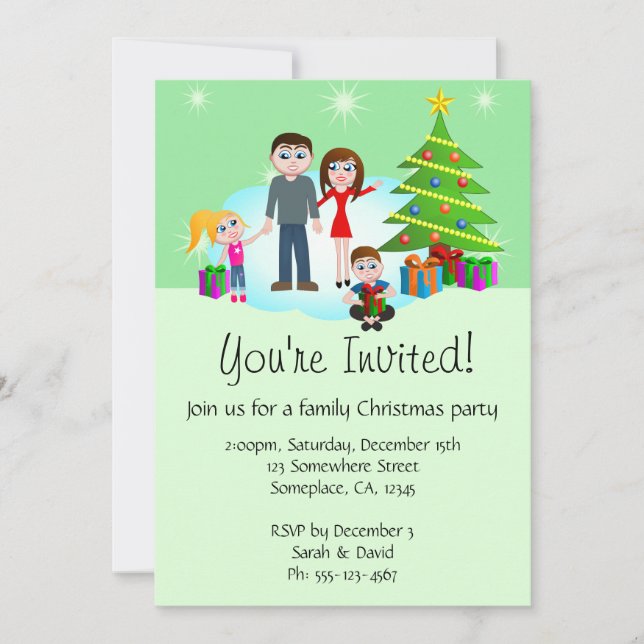 Christmas Family Party Invitations Invites (Front)