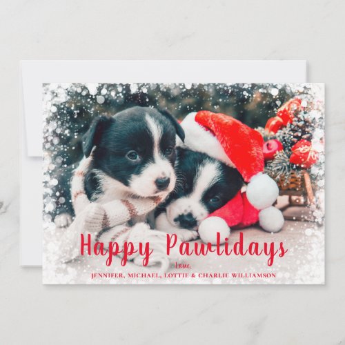Christmas Family Pet Happy Pawlidays  Holiday Card