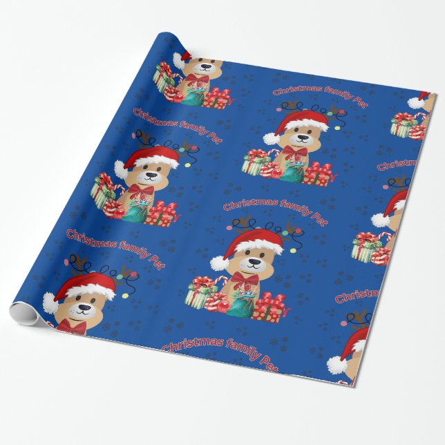 Christmas family Pet Wrapping Paper (Unrolled)