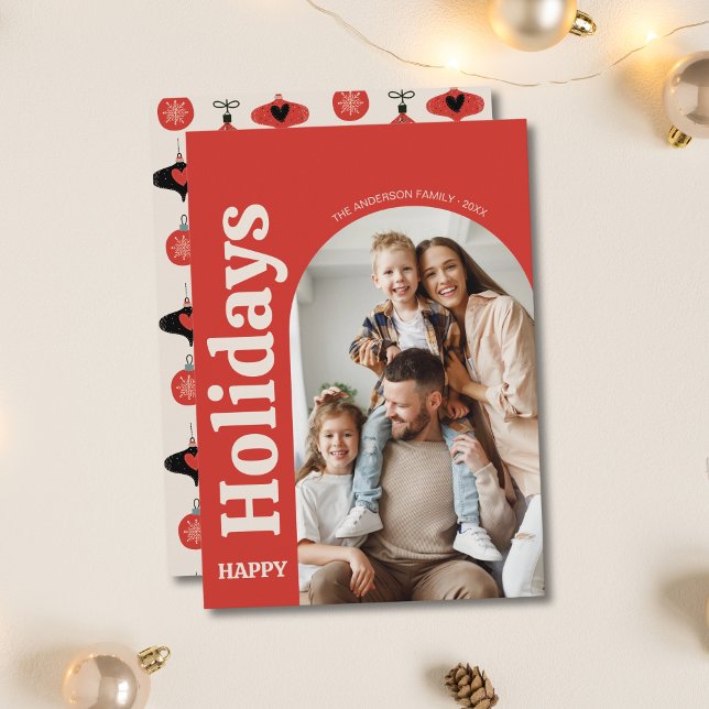 Christmas Family Photo Arch Red Holiday Card (Christmas Family Photo Arch Red Holiday Card)