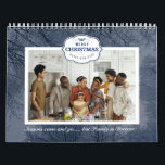 Christmas Family Photo Blue Gray Quote Text Calendar<br><div class="desc">Christmas blue gray theme design with  customizable family photo  and text. Simple and elegant design with the saying "Seasons come and go,  but family is forever!". 
Warm and loving design,  the back is plain white so you can add customised text.</div>