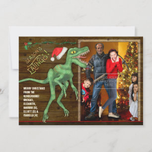 Christmas Family Photo Card   Funny Velociraptor