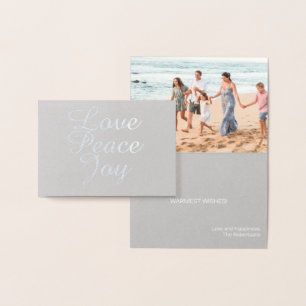 CHRISTMAS FAMILY PHOTO CARD PEACE LOVE FOIL MINI