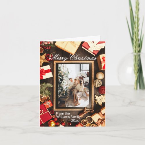 Christmas Family Photo Chalk Board Frame Card