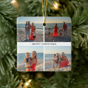 Christmas Family Photo Collage Ceramic Ornament