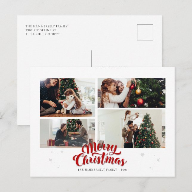 Christmas Family Photo Collage Holiday Postcard (Front/Back)