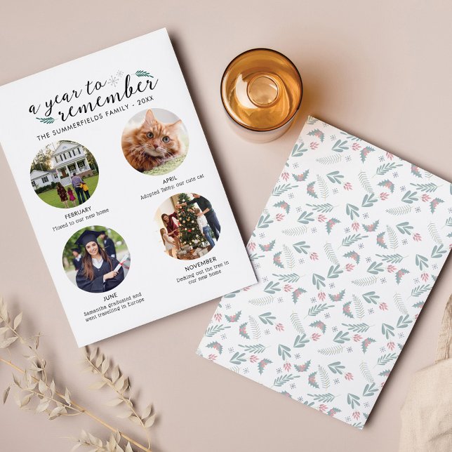 Christmas Family Photo Collage Year in Pictures Note Card (Cute Year in Review Christmas Greetings Family Card)