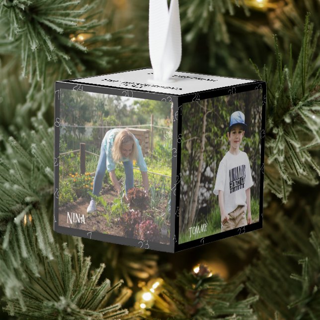 Christmas Family Photo Cube 5 Photo's, Countdown Ornament (Tree)