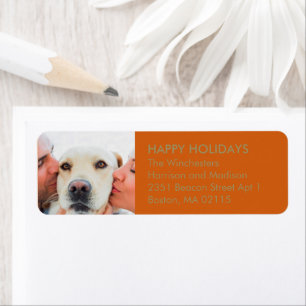 Christmas family photo custom modern orange spice label