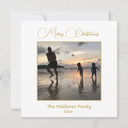 Christmas Family Photo Elegant Gold Greeting Holiday Card